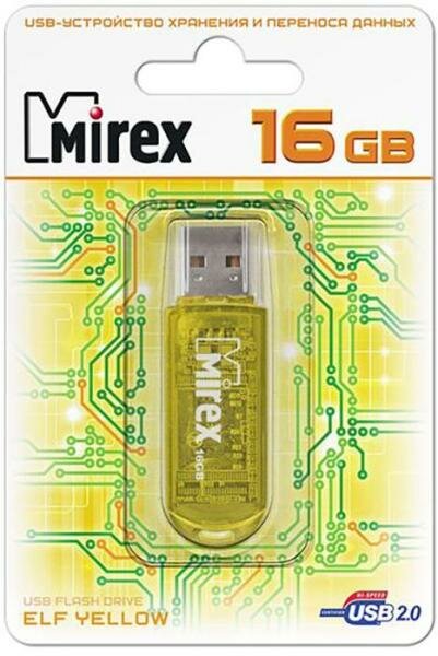 Флеш накопитель 16GB Mirex Elf, USB 2.0, Желтый