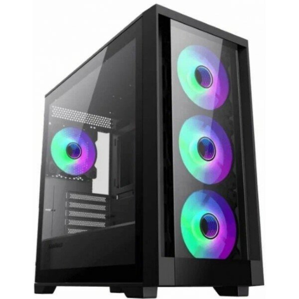 Компьютерный корпус mATX, без блока питания Gamemax DEFENDER TG mATX case, black, w/o psu, w/1xUSB3.0+2xUSB2.0, Combo Audio, w/3x12cm ARGB front fan (