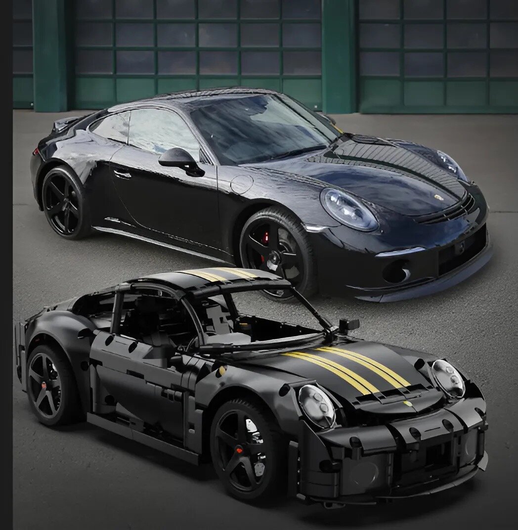 Конструктор CaDA машина большая RUF GT Yellowbird 1:10, открывающиеся двери и капот, 1655 деталей - C63006W