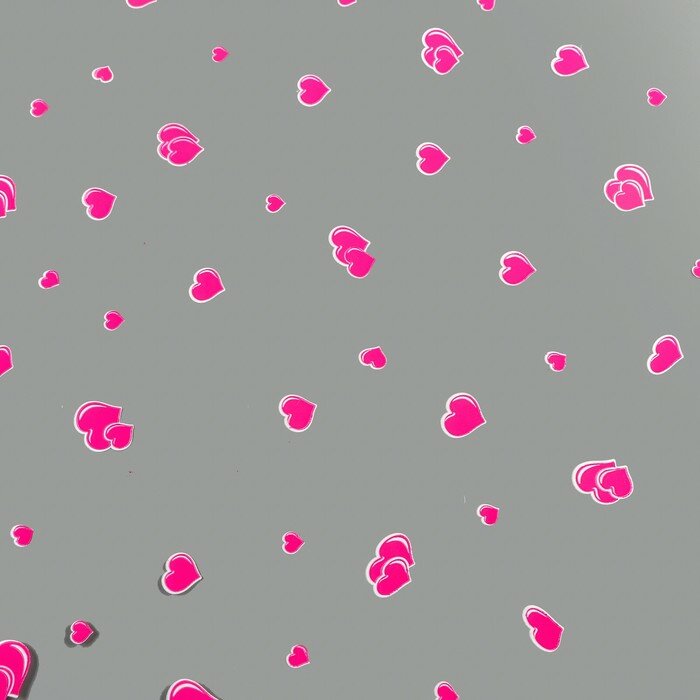 Пленка для цветов "Сердечки" яр.розовая 0,7 х 8.2 м, 40мкм - фотография № 3