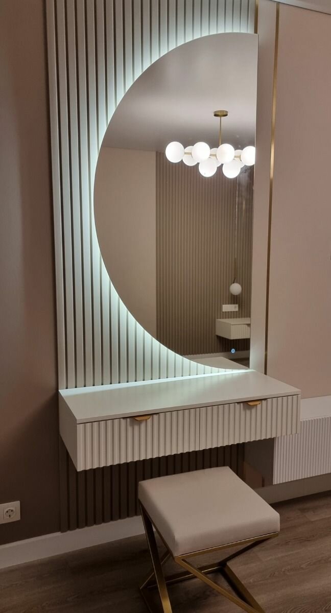 Зеркало с подсветкой настенное для ванной Полукруг левый 65*130см сенсорная кнопка - фотография № 10