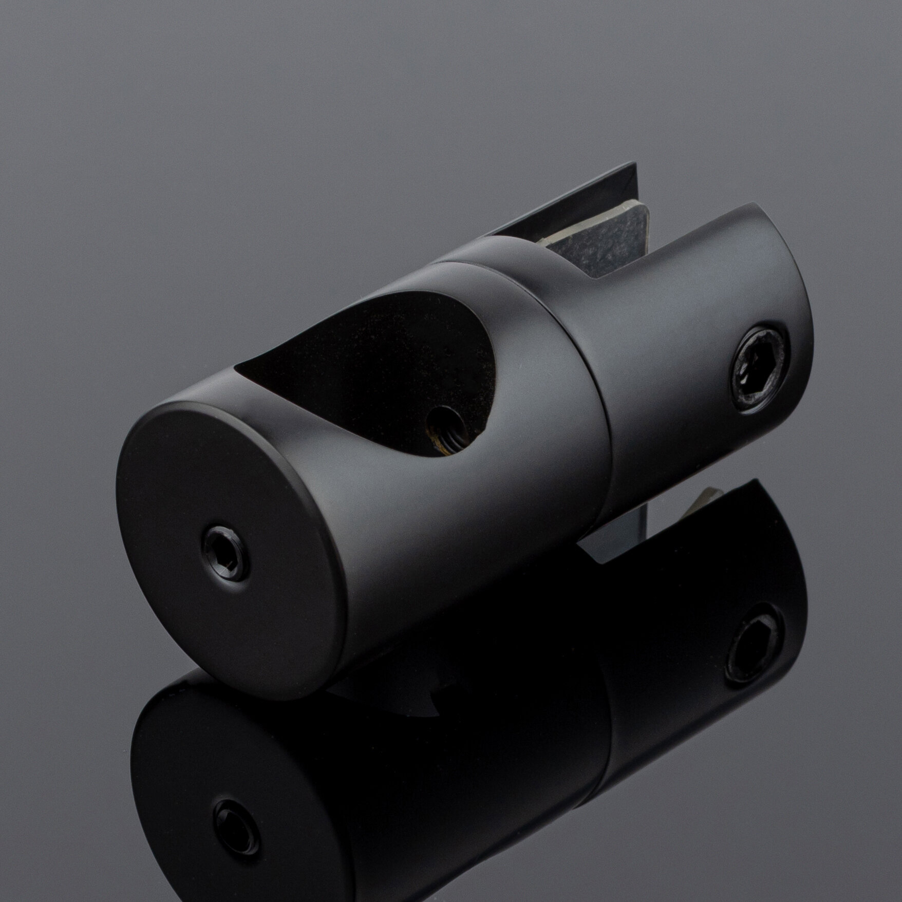 фото Держатель стекла сквозной ф19, черный матовый, латунь