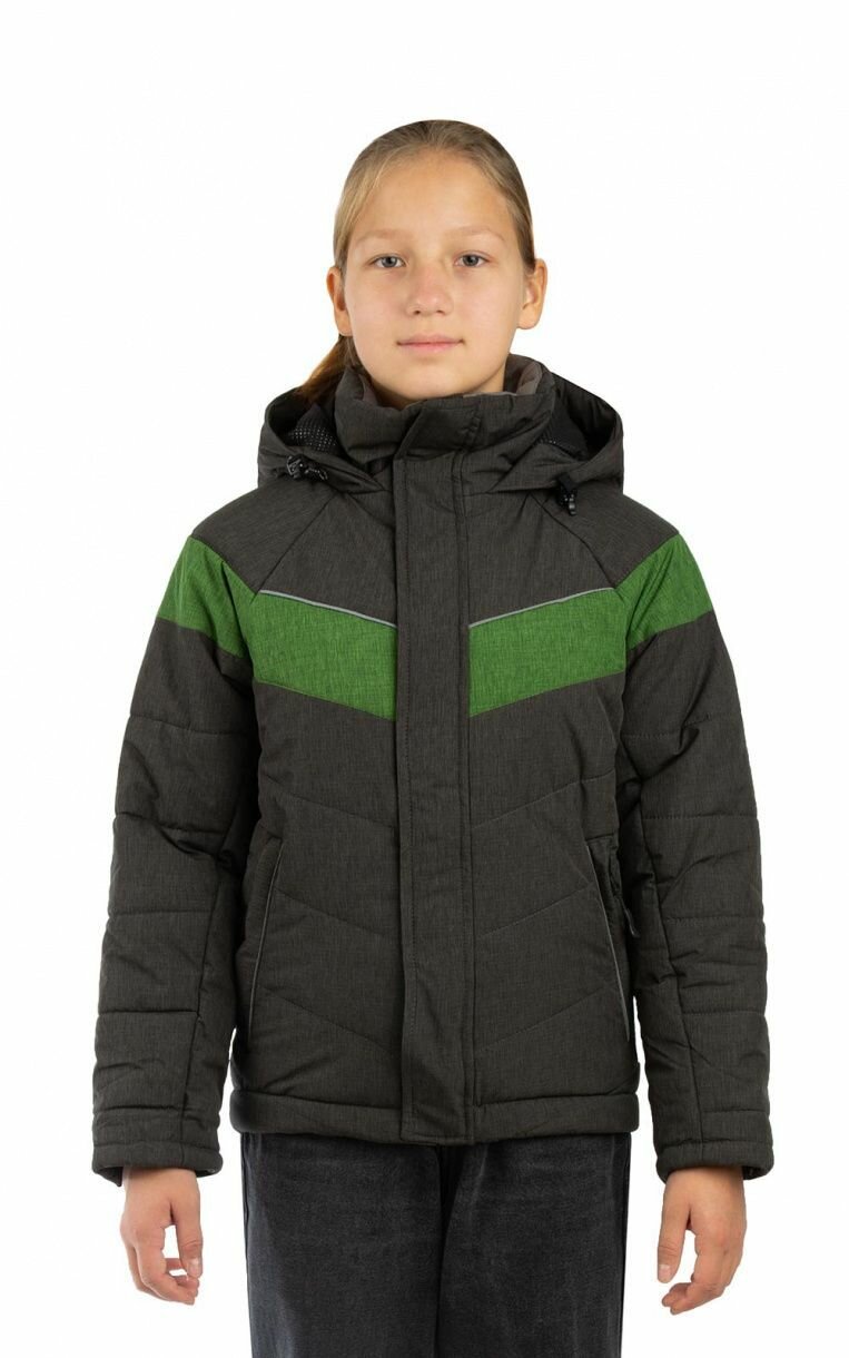 Детская куртка Junior / плащевая / серо-зеленая - фотография № 3