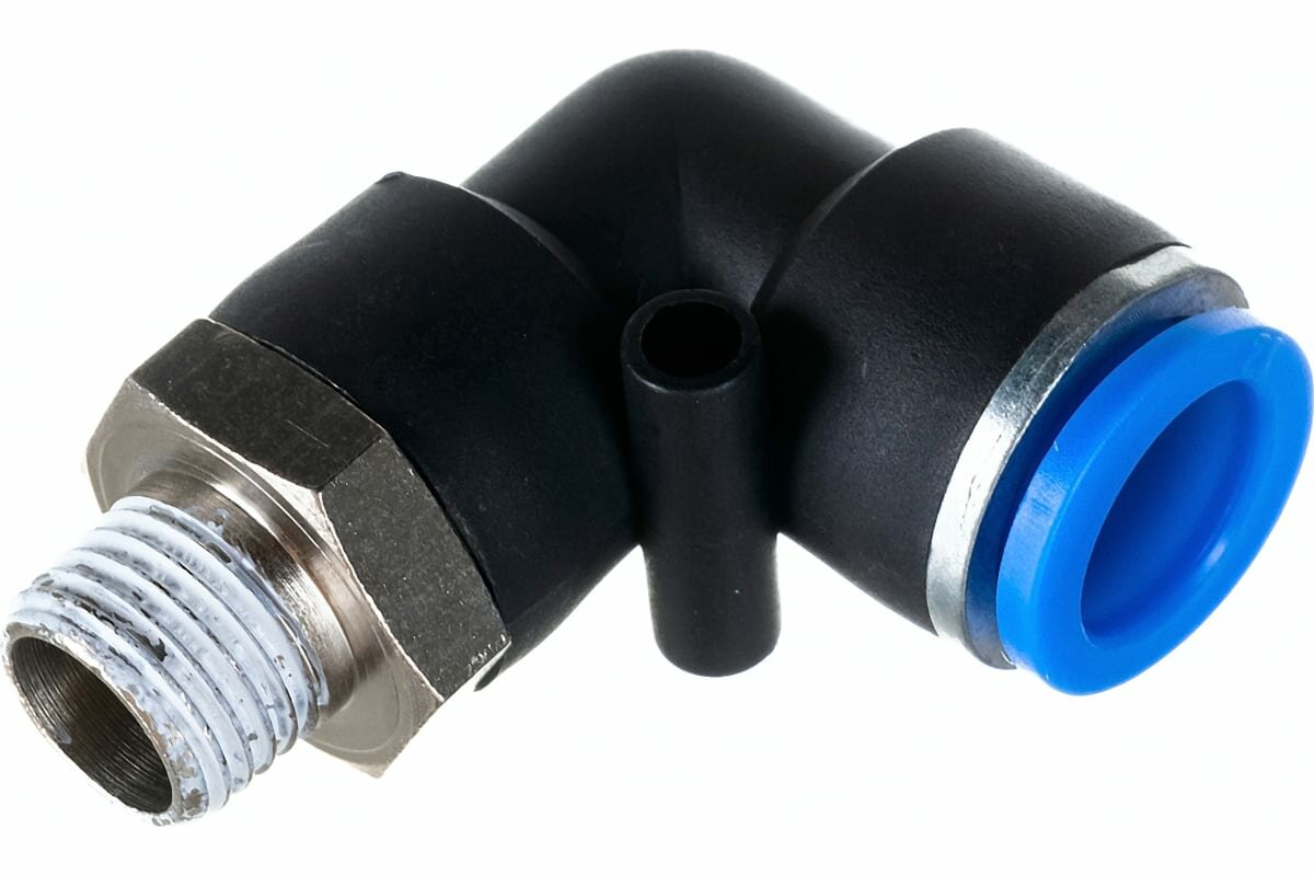 фото Фитинг угловой для пластиковых трубок 12мм с наружной резьбой 1/4дюйм. ROCK FORCE