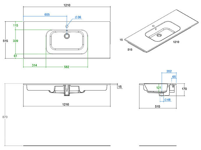 Раковина на тумбу BERLONI BAGNO SUITE LAVQADINCXR58 100 - фотография № 3