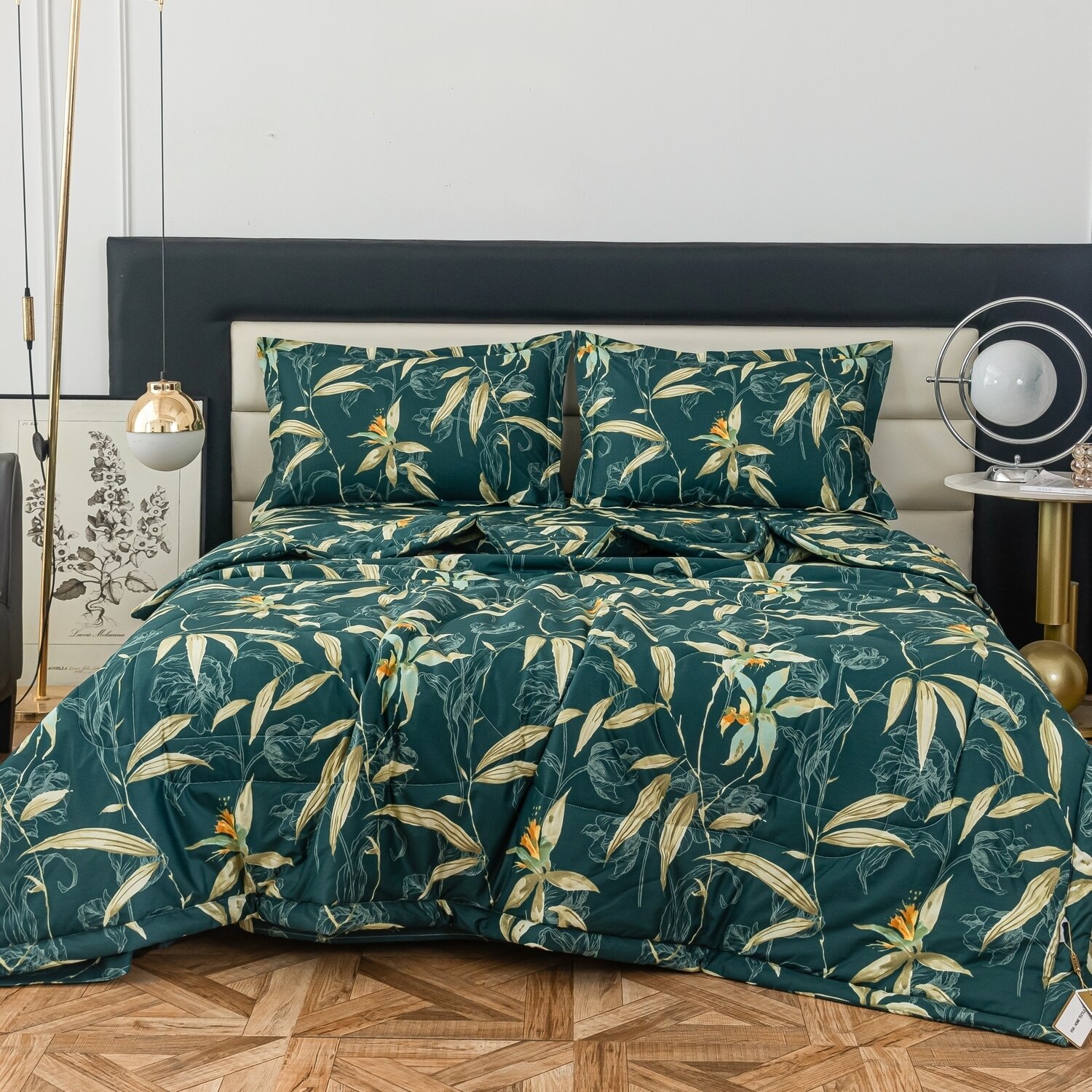 Комплект постельного белья Сатин с Одеялом 100% хлопок на резинке OBR131 - фотография № 1