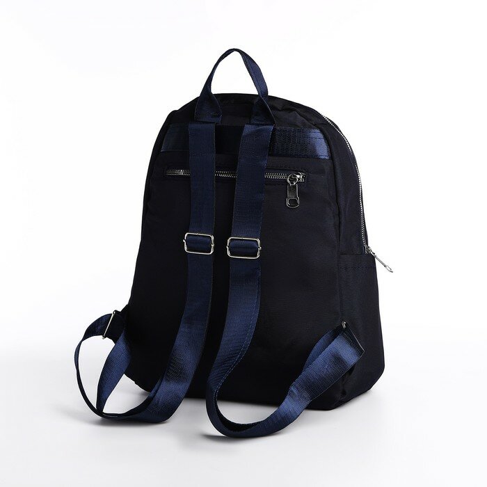 Рюкзак на молнии, 5 наружных карманов, пенал, цвет синий - фотография № 3