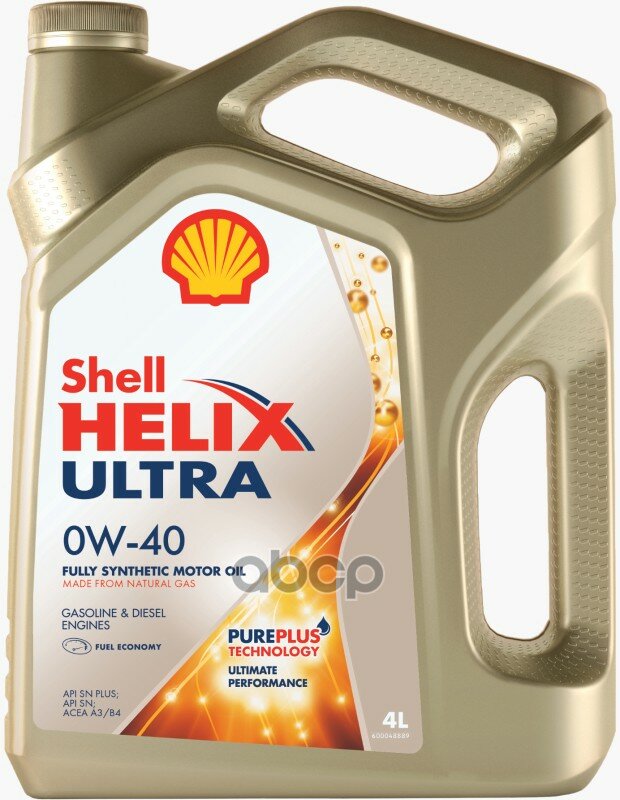 Shell Масло Моторное Shell Helix Ultra Синтетическое 0W-40 Sn+/Sn 4Л.