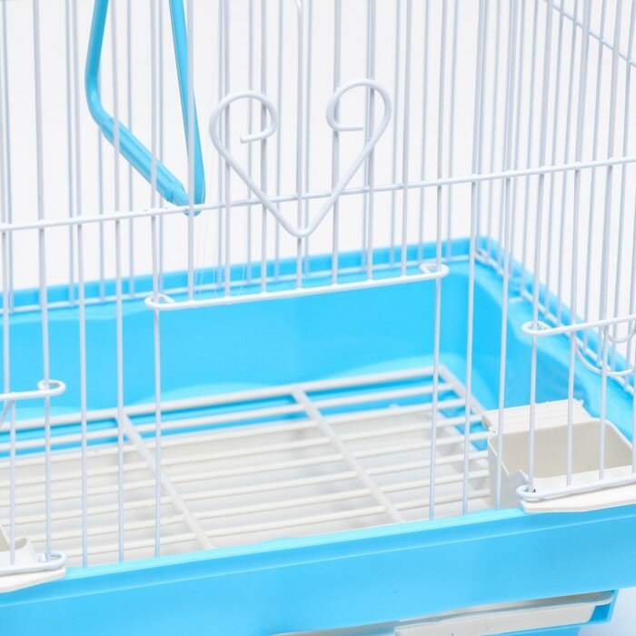 Клетка для птиц укомплектованная , голубая - фотография № 4