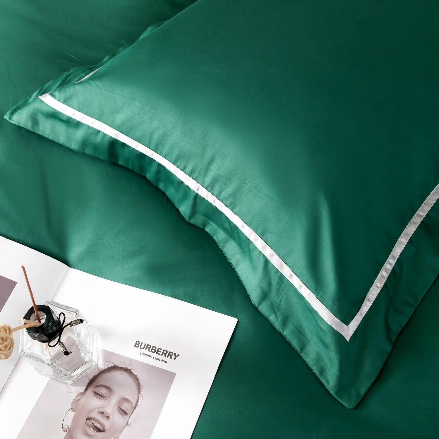 Комплект постельного белья Однотонный Сатин Премиум OCPK031 2 спальный 4 наволочки - фотография № 4