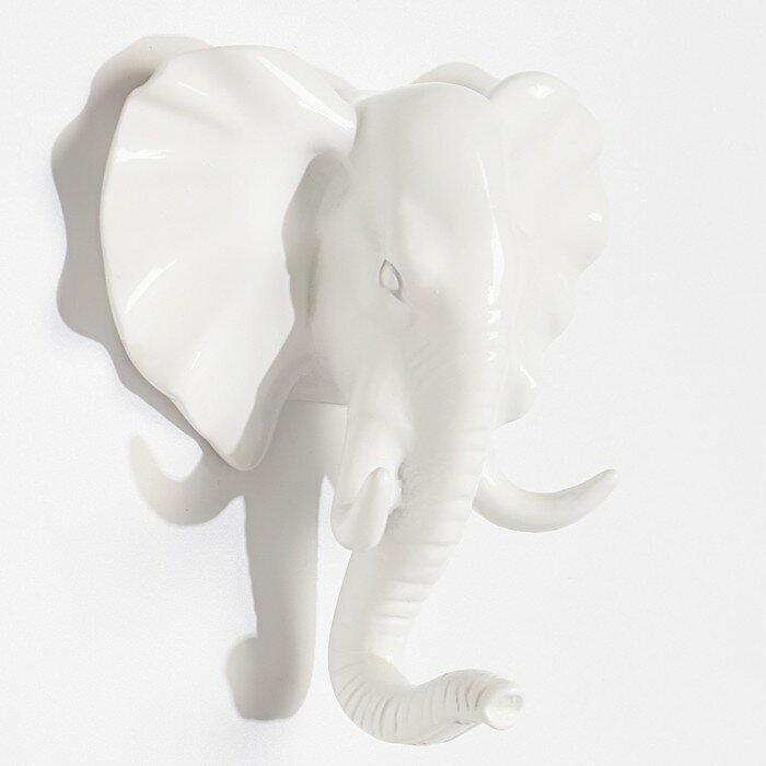Декор настенный-вешалка "Слон" 11 x 10.5 см, белый - фотография № 4
