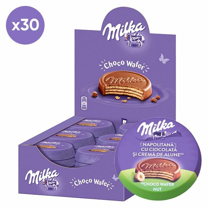 Печенье вафли Milka Choco Wafer Nut с орехом (Польша), 30 г (30 шт)