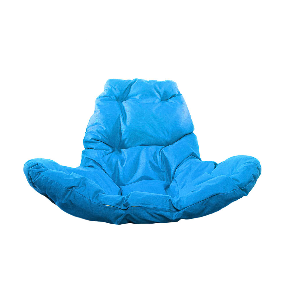 Садовая качель Kvimol Подвесное кресло из ротанга "Капля" черное с синей подушкой M-Group