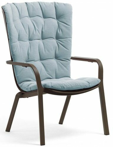 Лаунж-кресло пластиковое с подушкой ReeHouse Folio Табак, Голубой - фотография № 1