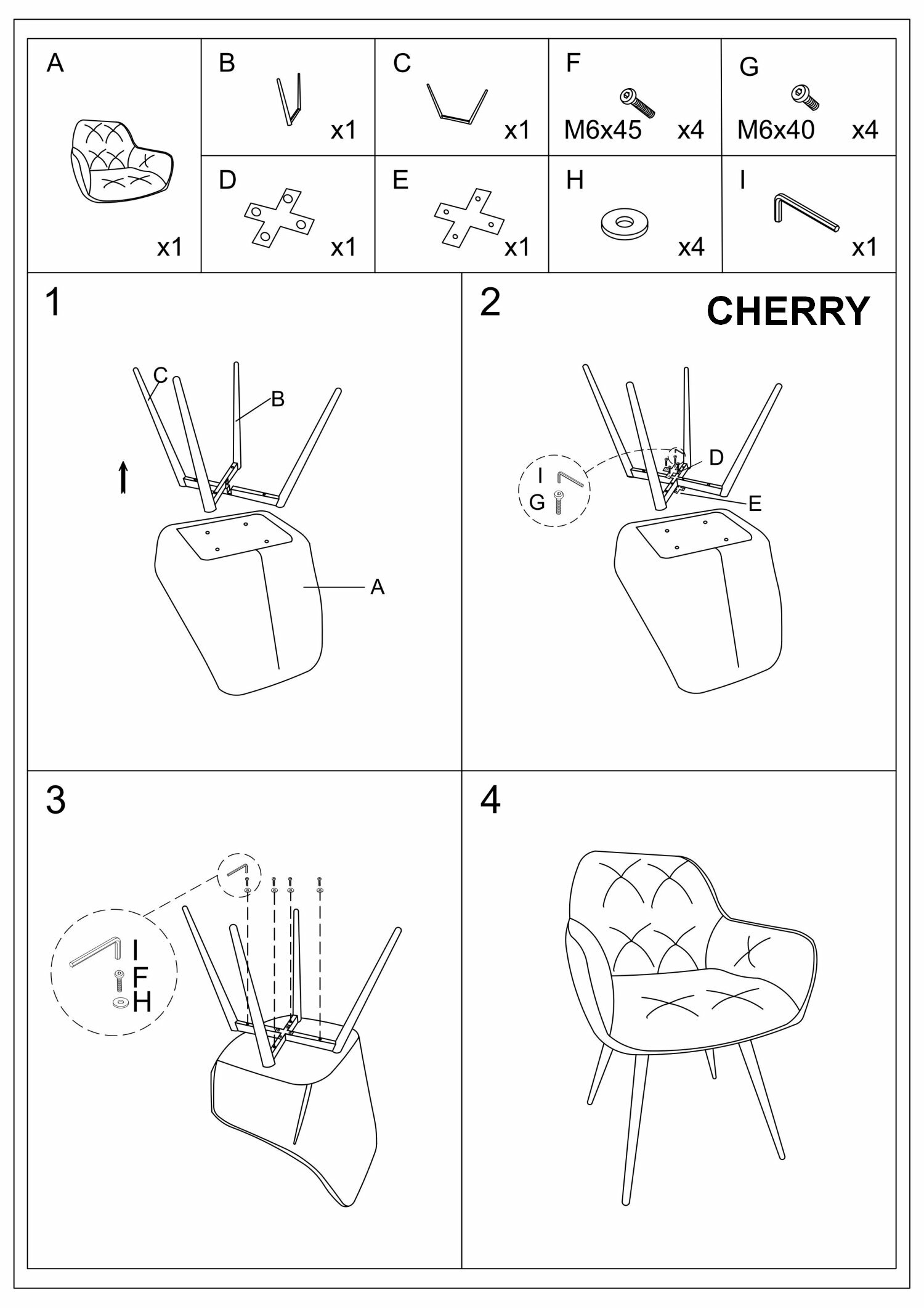 Стул кухонный Signal CHERRY VELVET (бежевый/черный) - фотография № 3