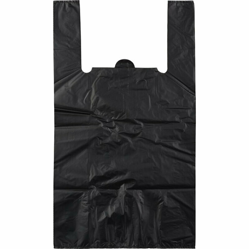 Пакет-майка ПНД черный 28 мкм (30+18x56 см, 100 штук в упаковке), 1031076 - фотография № 2
