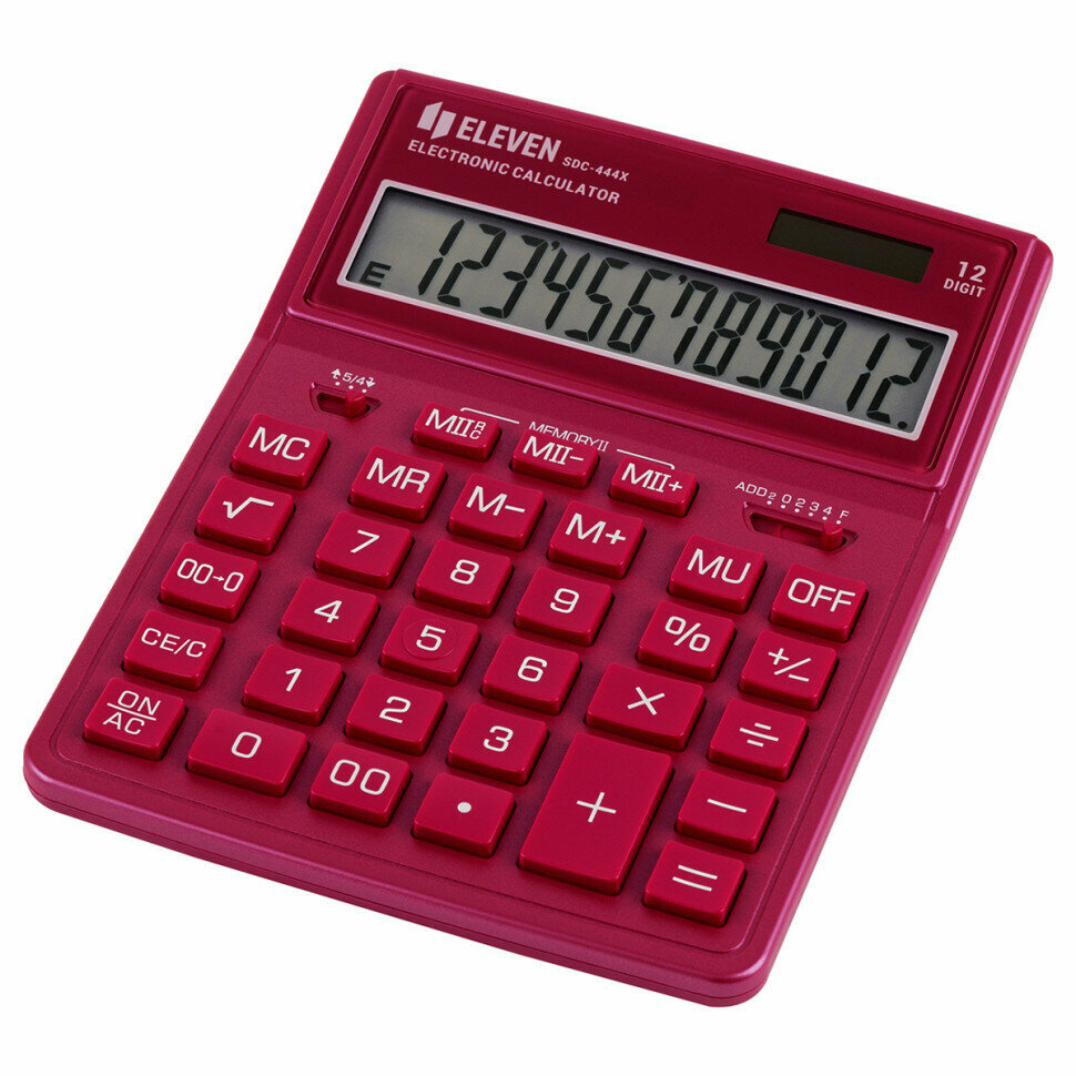 Калькулятор настольный Eleven SDC-444X-PK 12 разрядов двойное питание 155*204*33мм розовый 339206