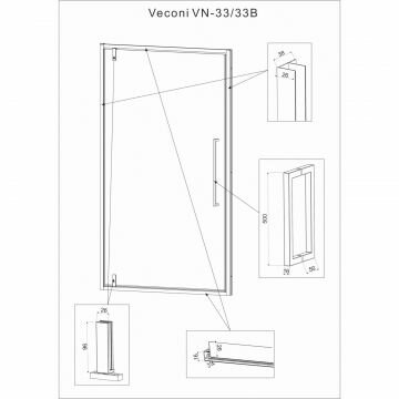 душевая дверь Veconi VN33B-90-01-C7 90х195 см профиль черный, стекло прозрачное - фотография № 4