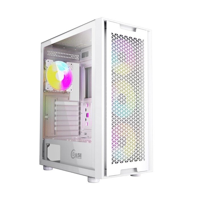 Powercase Корпус Powercase CAXW-L4 Alisio X4W, Tempered Glass, 4x 120mm 5-color fan, белый, ATX (CAXW-L4)