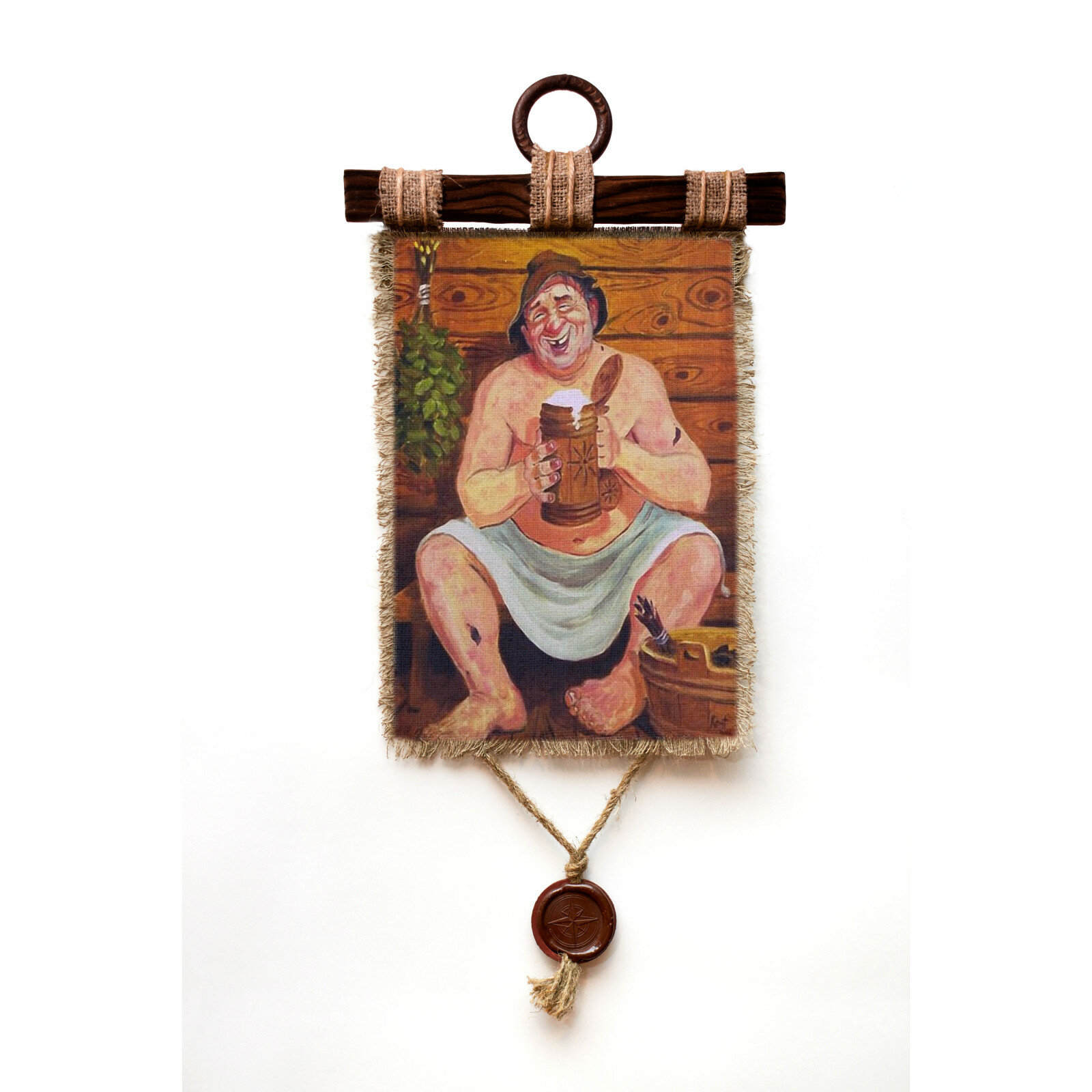 фото Универсальный свиток Банщик с пивом А4 / Декор для бани и сауны