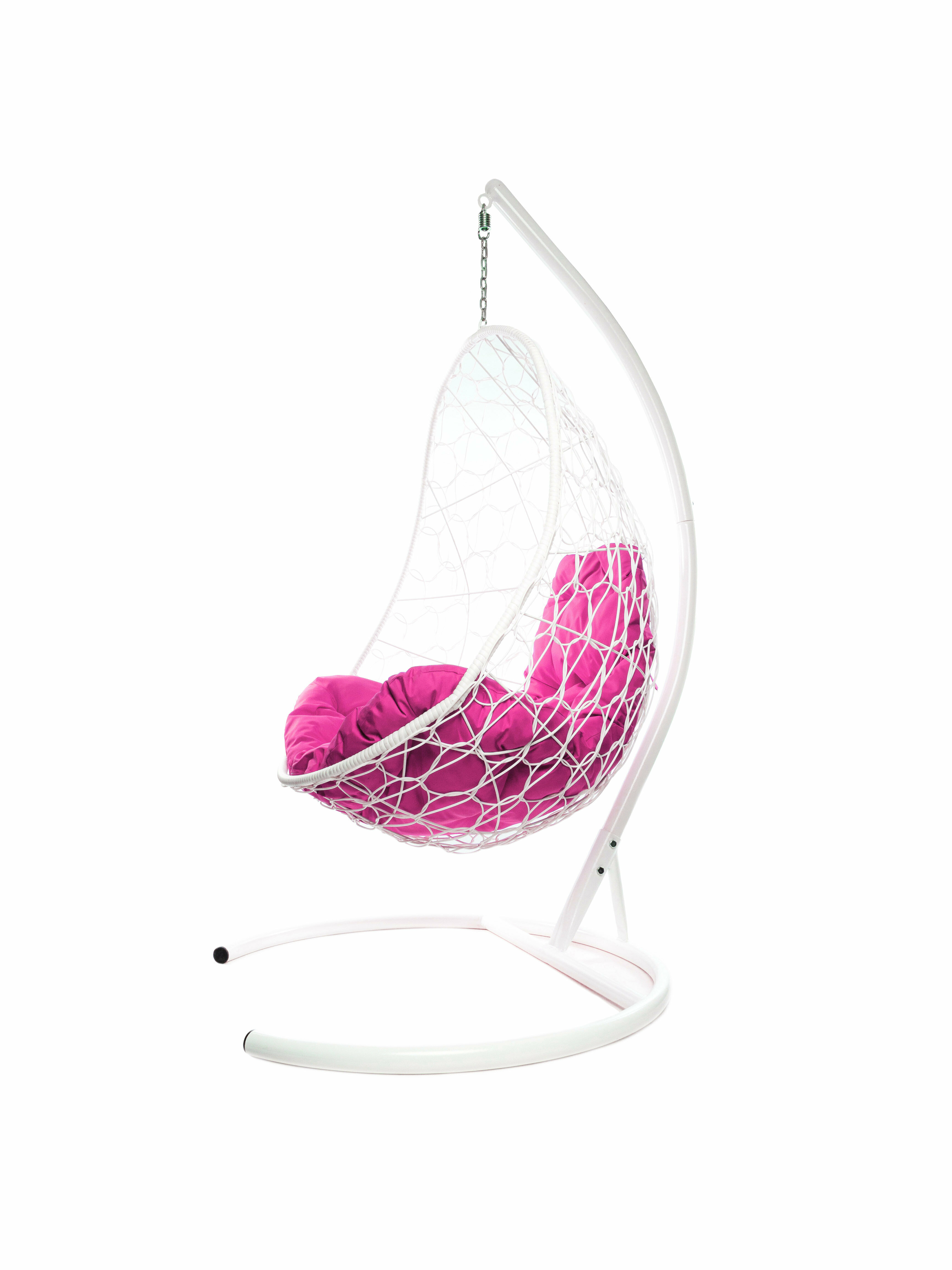 Подвесное кресло ротанг белое, розовая подушка - фотография № 4