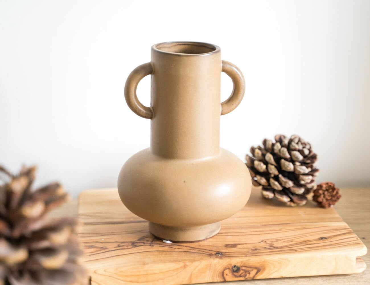 Керамическая ваза пустынная глазурь ручной работы коричневая 20 см Kaemingk 647191