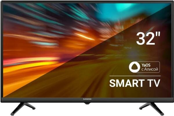 32" Телевизор SunWind SUN-LED32XS305 FULL HD черный смарт ТВ YaOS