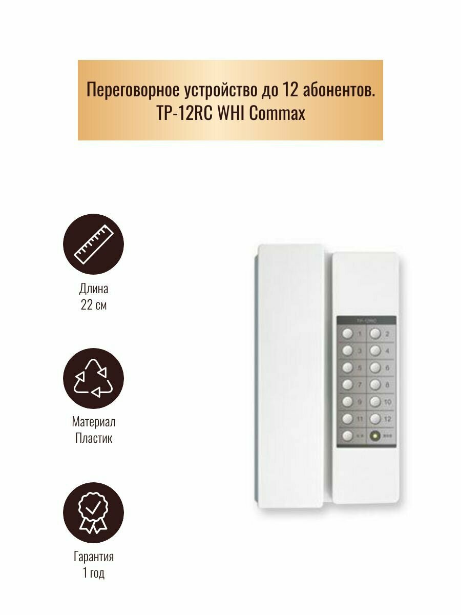 Переговорное устройство до 12 абонентов. Белый. код TP-12RC WHI Commax ( 1шт. )