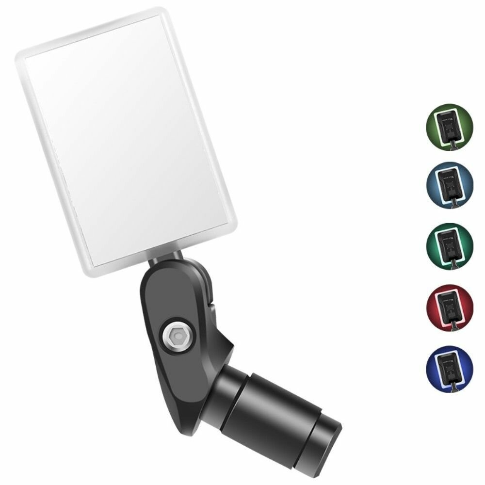 фото Велосипедное зеркало заднего вида WEST BIKING, регулируемое на 360 градусов, с подсветкой - прямоугольное