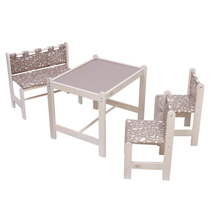 Набор детской игровой мебели: стол + 2 стула + скамья, «Каспер», коричневый - фотография № 1