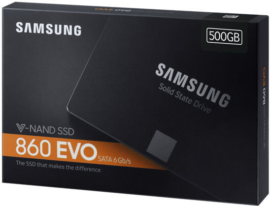 Накопитель SSD Samsung MZ-76E500BW 860 EVO /SATA III/500GB /Скорость чтения 550МБайт/с Скорость записи 520МБайт/с