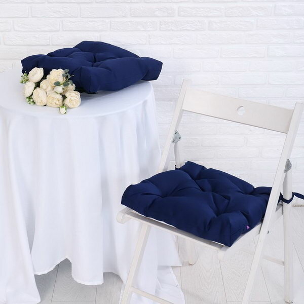 Набор подушек для стула непромокаемых 40х40см 2 шт цвет тёмно-синий файберфлекс грета 20% пэ
