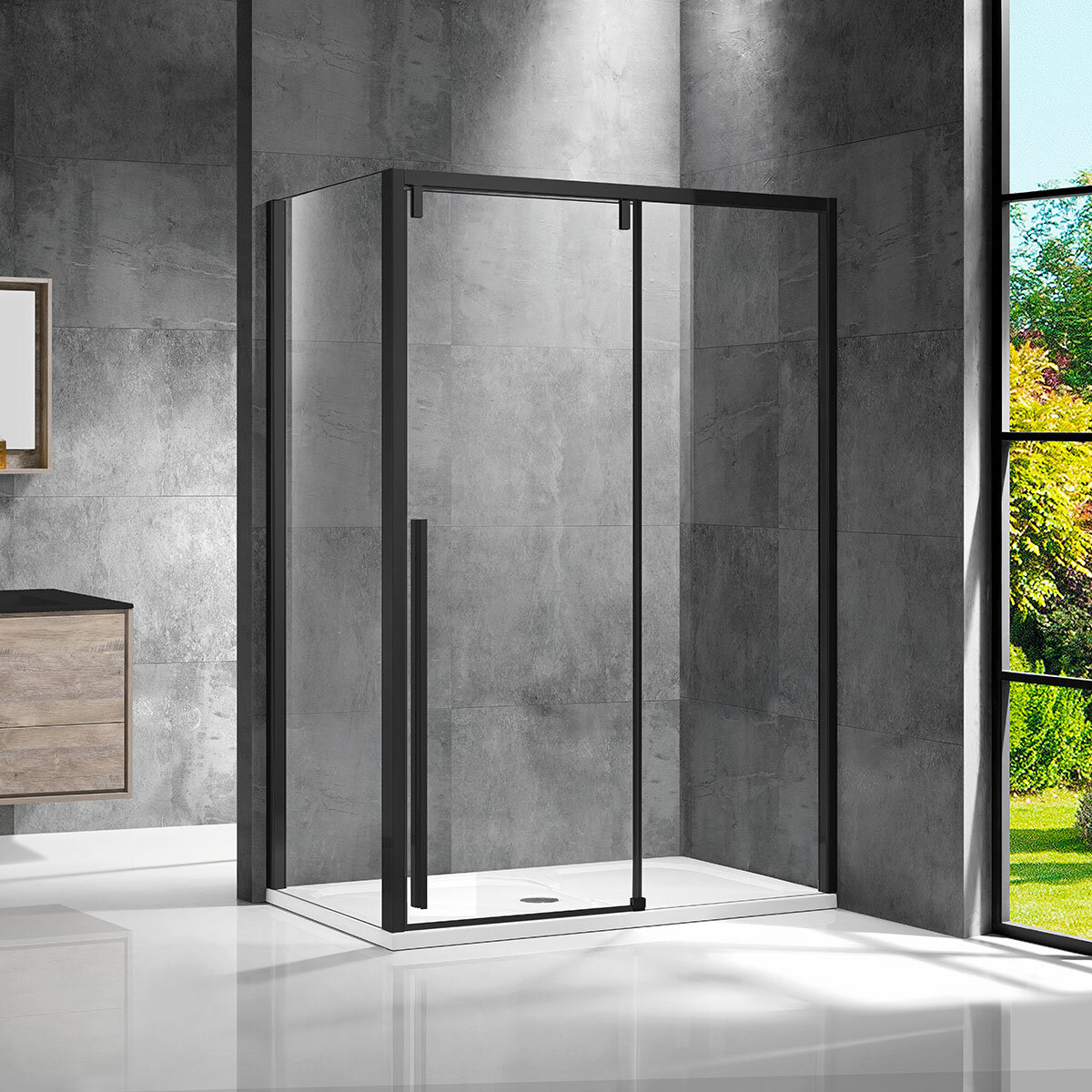 Vincea Душевой уголок Lugano VSR-1L9014CLB-1, 1400*900, черный, стекло прозрачное