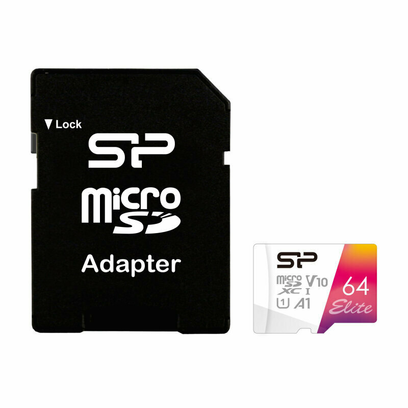 Карта памяти Silicon Power microSDXC Elite Class 10 UHS-I U1 (100/10 Mb/s) 64GB + ADP