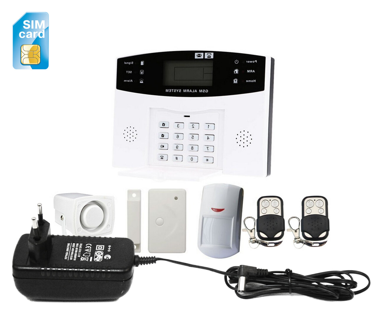 Охранная система GSM сигнализации с аккумулятором для помещения - Strazh GSM/WiFi-Signal (U57193EB) (для гаража / магазина пожара / офиса)