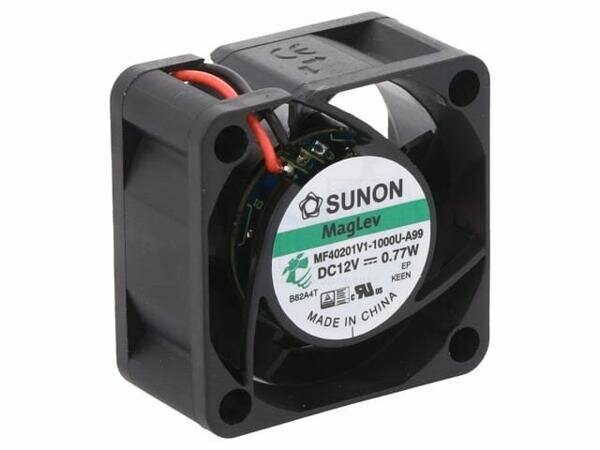 Вентилятор осевой SUNON MF40201V1-1000U-A99 Вентилятор осевой, 12В DC, 40x40x20мм, подшипник Vapo, 15,04куб.м/ч, 25,5дБА, 1шт