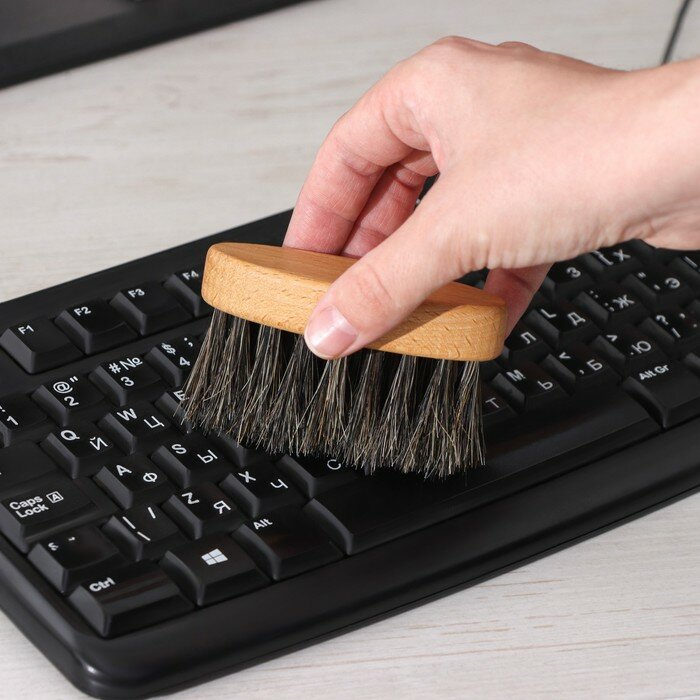 Щётка для клавиатуры компьютера, 8,5×3×1,6 см, 22 пучка, натуральный конский волос - фотография № 2