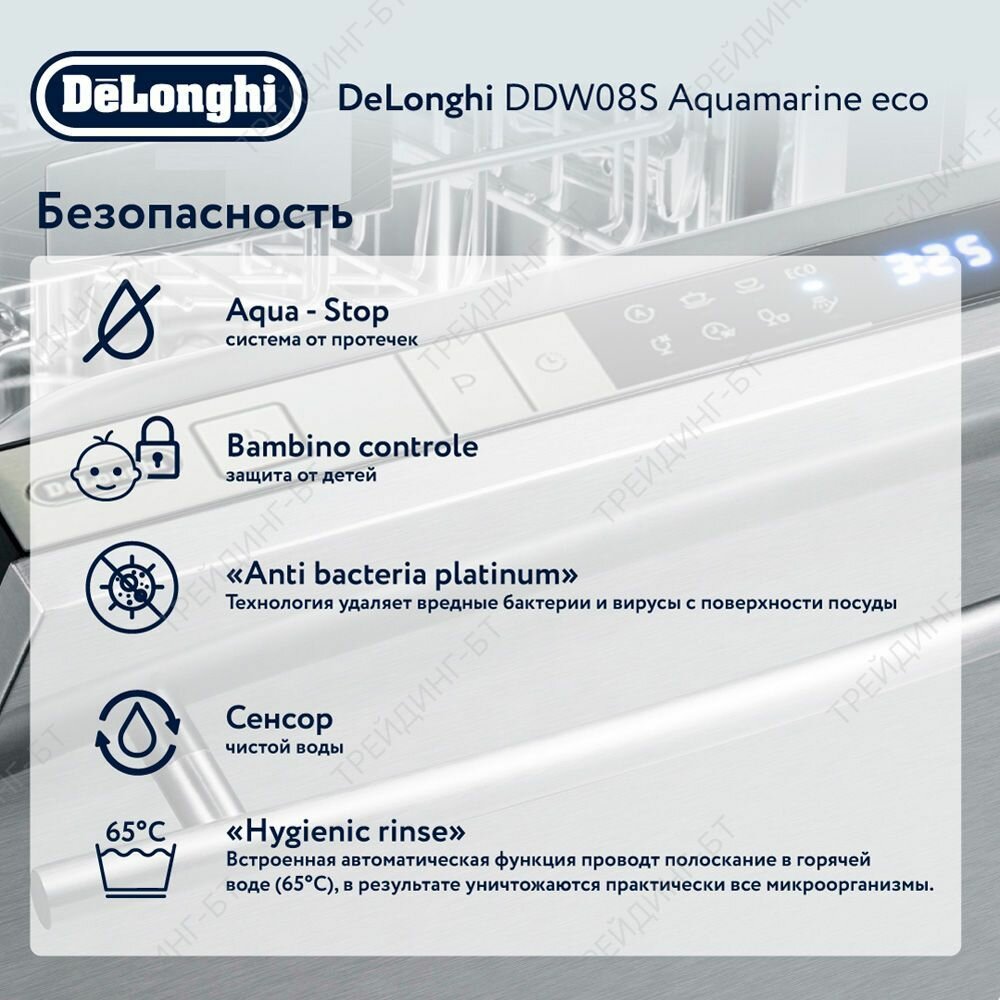 Посудомоечная машина DeLonghi DDW08S Aquamarine eco, 10 комплектов, 7 программ - фото №2