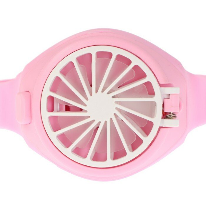 Мини вентилятор в форме наручных часов LOF-10, 3 скорости, поворотный, розовый - фотография № 3