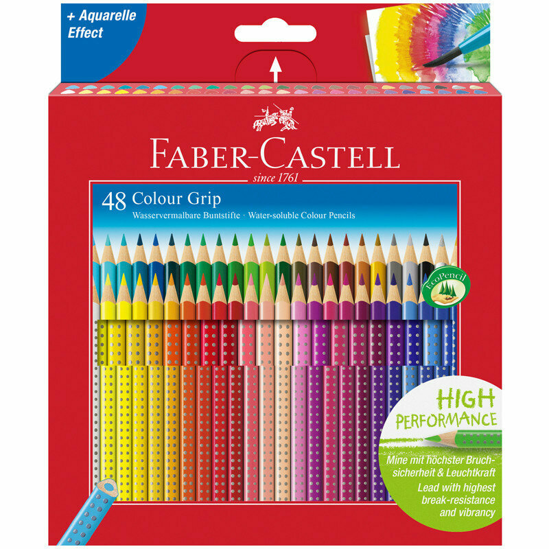 Карандаши цветные Faber-Castell "Grip", 48цв., трехгран., заточен., картон., европодвес, 290331