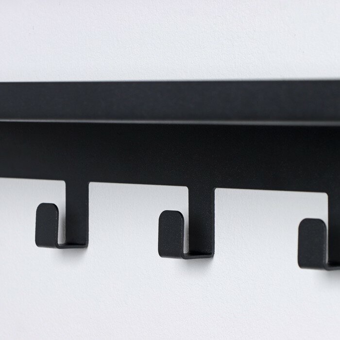 Набор полок с крючками лофт, 2 полки: 350×100×35 мм, 350×100×80 мм, цвет черный - фотография № 5