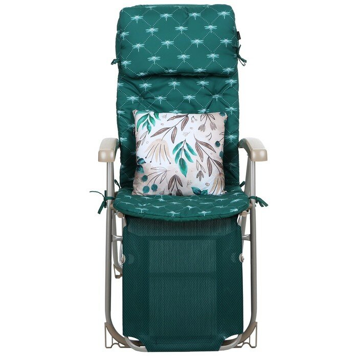 Кресло-шезлонг, матрас + подушка, HHK7/G, цвет темно-зелёный - фотография № 3