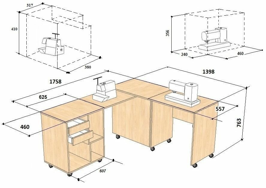 Стол для швейной машины и оверлока Комфорт-8 (Сорано) - фотография № 12