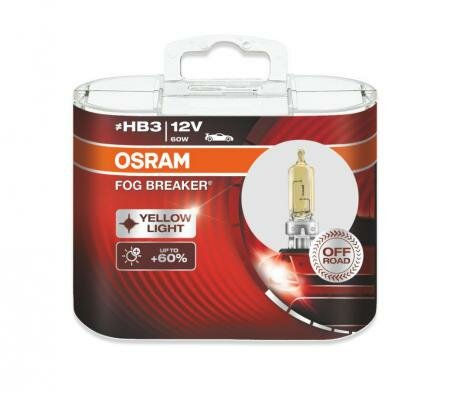Лампа HB3 12V- 60W (P20d) ( +60 свет+жёлтый свет) Fog Breaker (2шт) DuoBox OSRAM 9005FBR-HCB