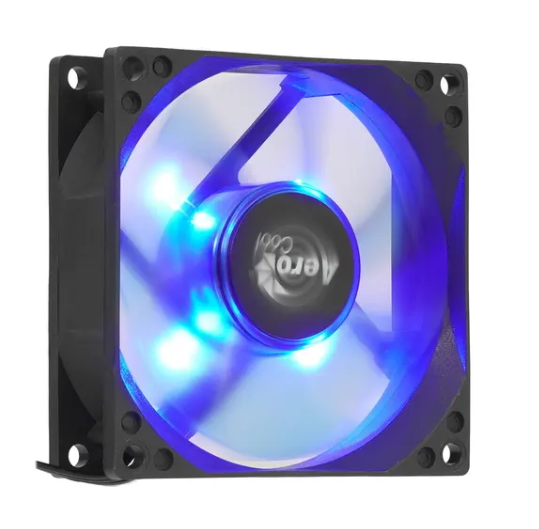 Вентилятор Aerocool Motion 8 Blue-3P 80x80 3-pin 25dB 90gr LED Ret