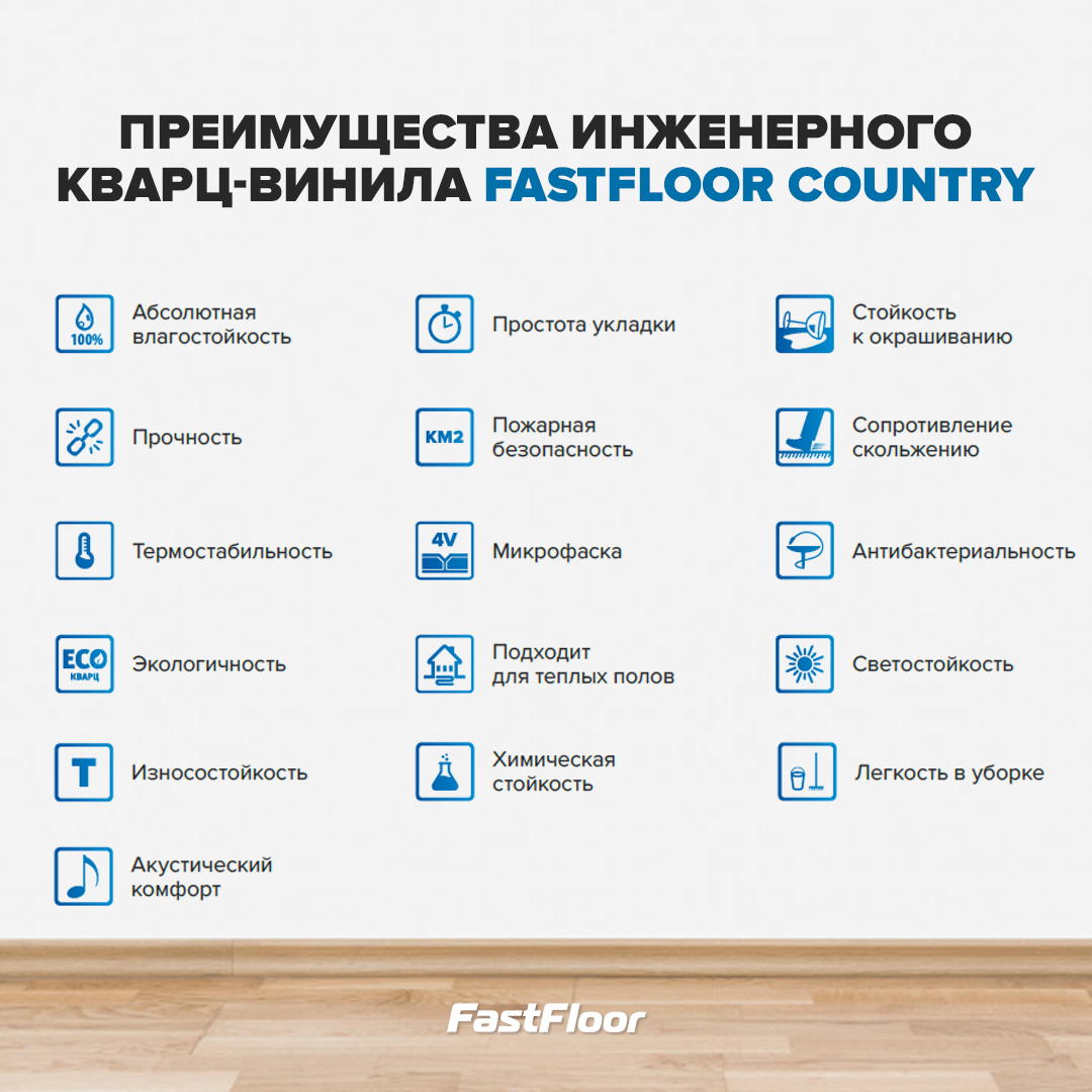 Кварц-виниловый ламинат Fast Floor COUNTRY Дуб Веркола FST-104, 34 класс, 4 мм, замковый - фотография № 6