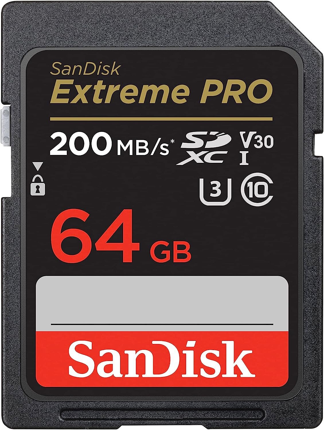 Карта памяти SanDisk SDXC Extreme Pro Class 10 UHS-I V30 U3 (200/90MB/s) 64GB