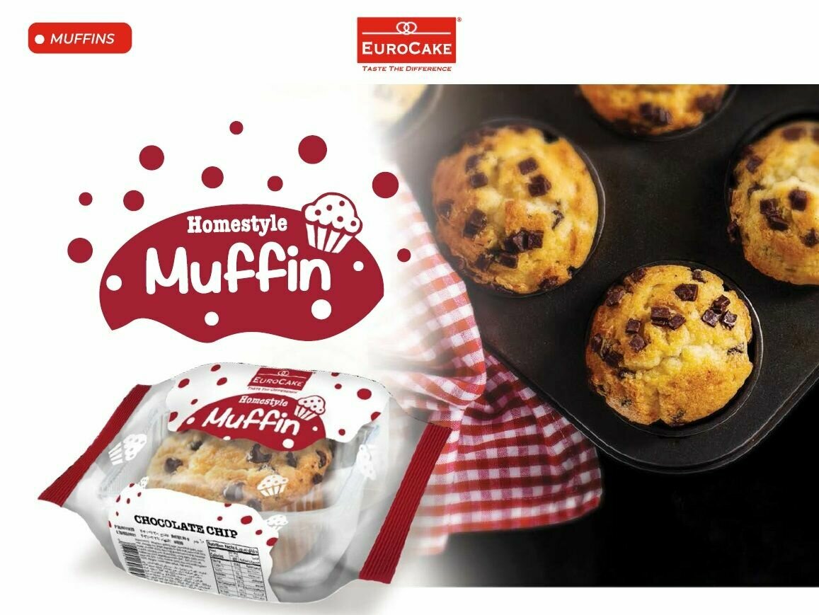 Кекс EuroCake "Muffin Chocolate Chip" с кусочками шоколада нетто 180г (4х45г) - фотография № 2