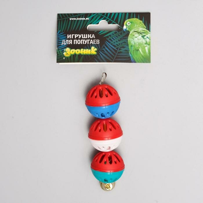 Игрушка для попугая "Забава" с 3 шариками, микс - фотография № 6