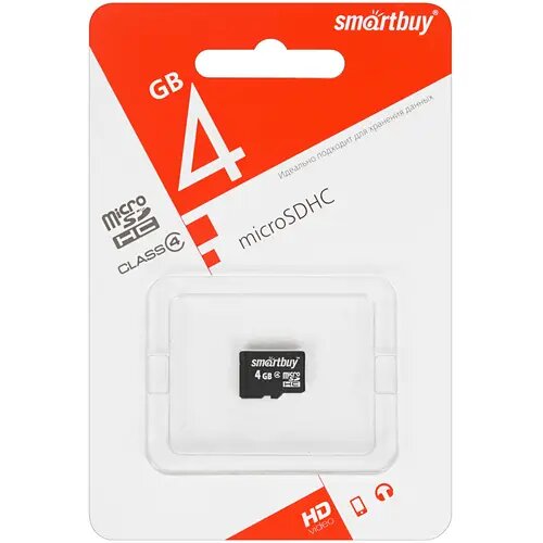 Карта памяти Smartbuy microSDHC 4 ГБ [SB4GBSDCL4-00]